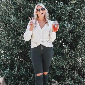 BP/Nordstrom Cream Front Knot Sweater